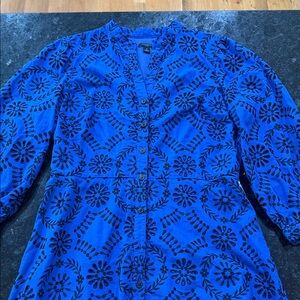 Ann Taylor Royal Blue Embroidered Blouse